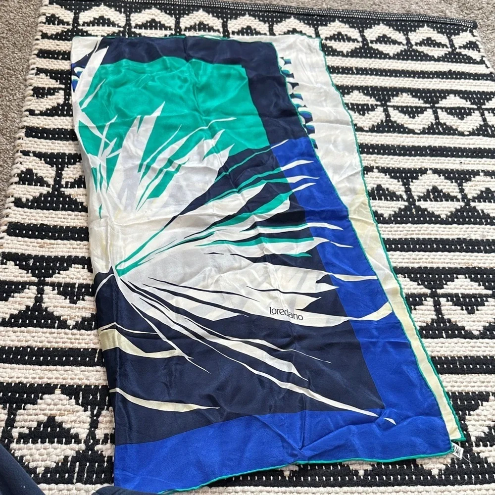 Loredano tropical Blue and Green Women's Scarf silk